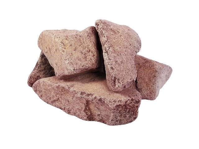 Камень Кварцит малиновый,обвалованный в коробке по 20 кг Банные штучки 33091
